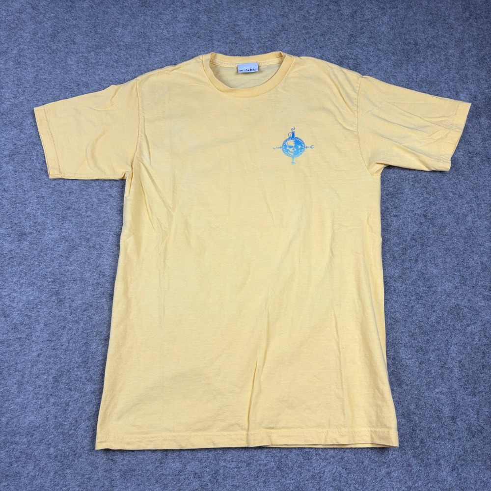 90s Salt Life Graphic T-Shirt Mens Medium Yellow Compass Skull Short Sleeve Surf